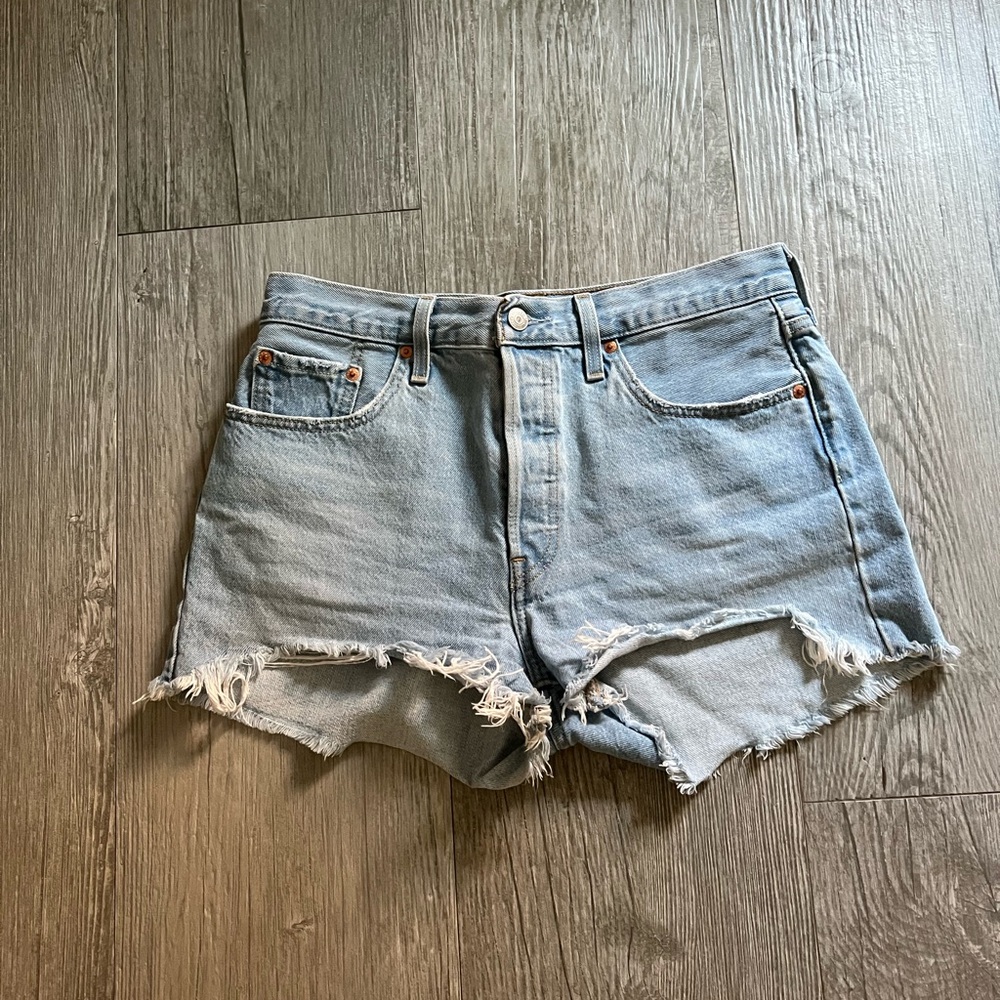 Levi's 501 Light Wash Distressed Jean Shorts